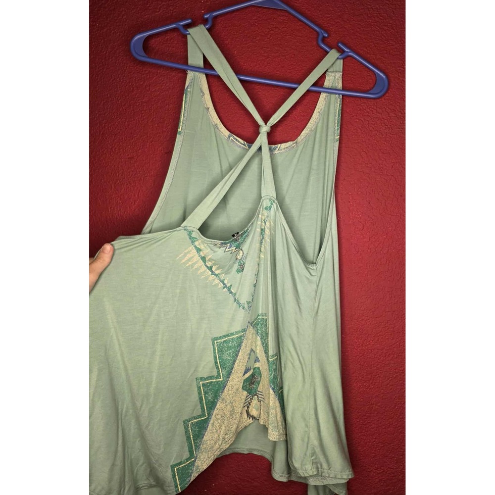 Sleeveless Top Criss Cross‎ Back Tank Top Tribal Geometric Print